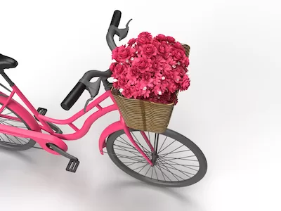 3D Pink bicycle with pink flowers