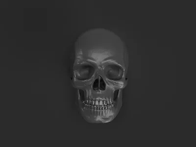 3D Black skull on black background