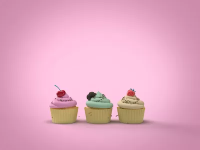 Cupcakes on pink background