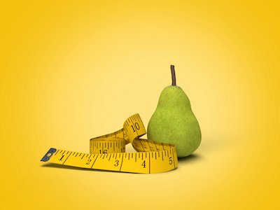 3D Green pear with measuring tape