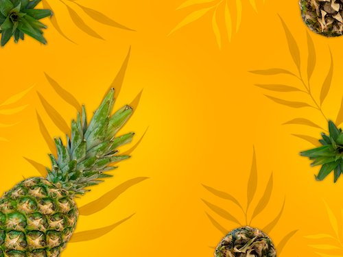 Pineapples with leaves