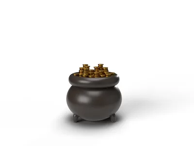 3D Pot with gold coins