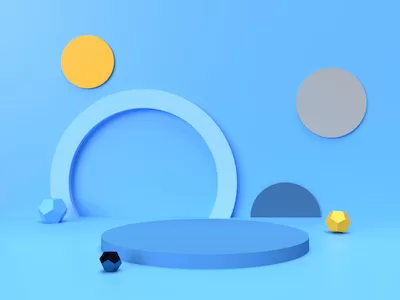 3D Round blue podium