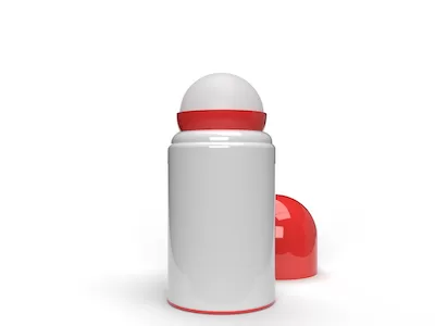 Deodorant roll on with red opened cover mockup background
