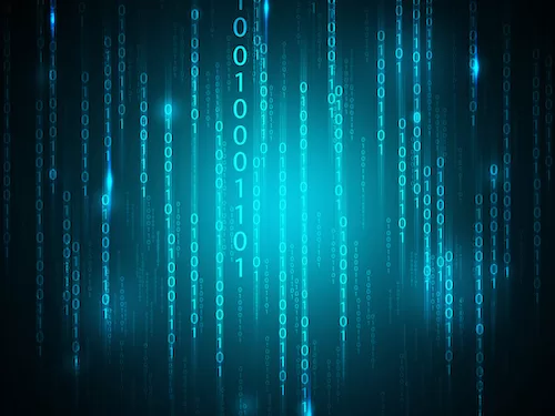 Abstract futuristic blue technology binary code