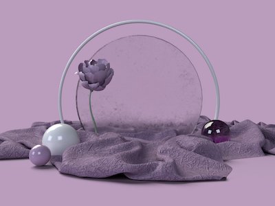 Spheres with pink flower