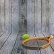 3D Tennis racket on wooden background - 3D Tennis racket