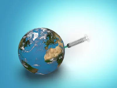 Earth injected by syringe needle