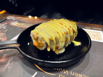 Potato with cheese stock image.