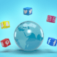 3D Earth with social icons - 3D Earth with social media icons