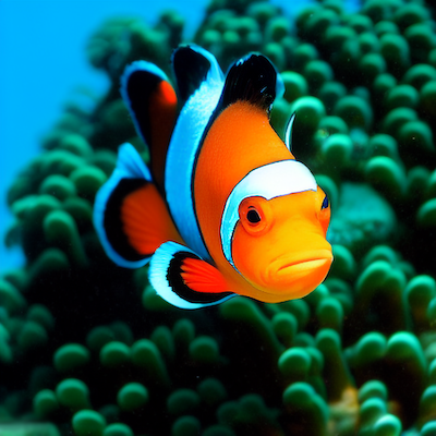 Clownfish with green anemone stock image