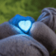 Wool heart with blue light - Wool heart with blue light stock photo