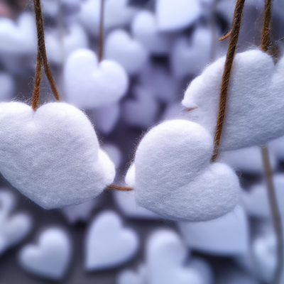 White wool hearts string stock image.