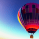 Hot air balloon - Colorful hot air balloon in the sky stock photo.