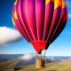 Red hot air balloon - Red hot air balloon in the sky stock image.