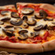 Pizza with mushrooms and cheese - Pizza with mushrooms and cheese stock image.