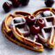 Waffle with cherries - Waffle with chocolate and cherries stock image