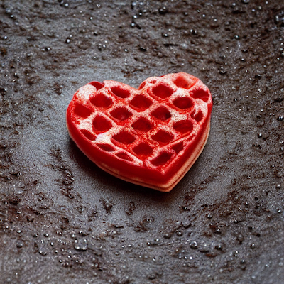 Red heart shaped waffle stock photo