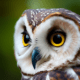 Owl closeup - Brown owl close up side view stock photo.